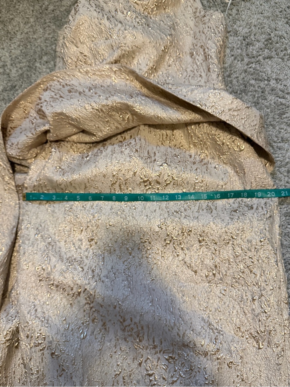 Teri Jon One-Shoulder Champagne Textured Gown - Picture 11 of 11